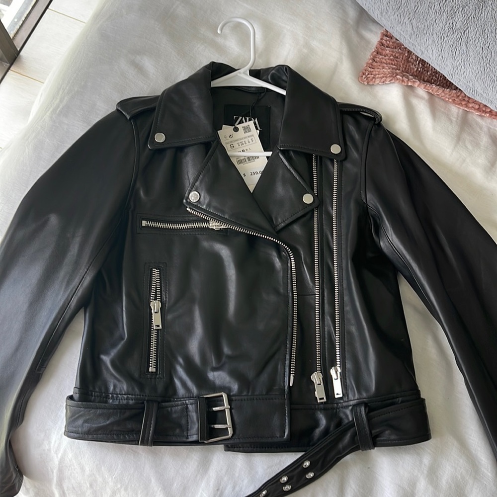 Zara 100% Genuine Leather Jacket NWT - Picture 10 of 11